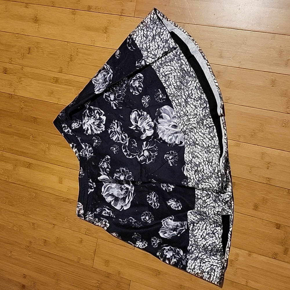 Black and White Flowered Skirt